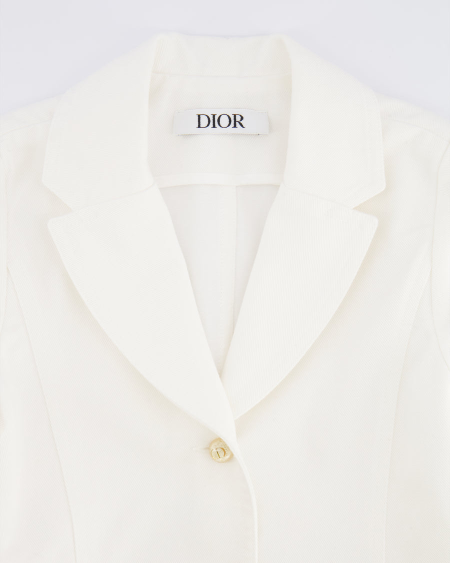 Christian Dior Kids White Bar Jacket with Gold CD Logo Buttons Size 8 years RRP £790