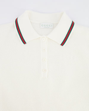 Gucci Kids White Knit Polo Dress with Gucci Logo and Collar Detail Size 10 years RRP £550
