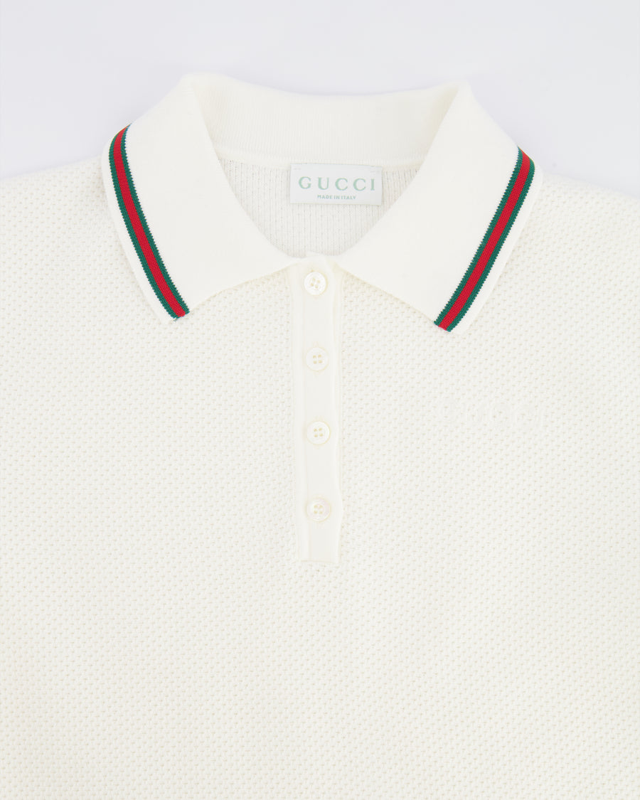 Gucci Kids White Knit Polo Dress with Gucci Logo and Collar Detail Size 10 years RRP £550