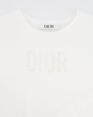 Christian Dior Kids White and Pink Sequin Embellished Logo T-Shirt and Skirt Set Size 8 years RRP £820