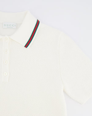 Gucci Kids White Knit Polo Dress with Gucci Logo and Collar Detail Size 10 years RRP £550