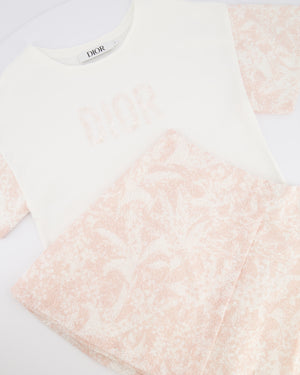 Christian Dior Kids White and Pink Sequin Embellished Logo T-Shirt and Skirt Set Size 8 years RRP £820