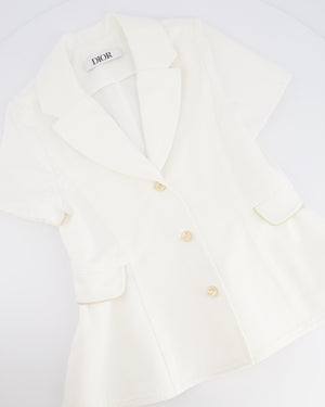 Christian Dior Kids White Bar Jacket with Gold CD Logo Buttons Size 8 years RRP £790