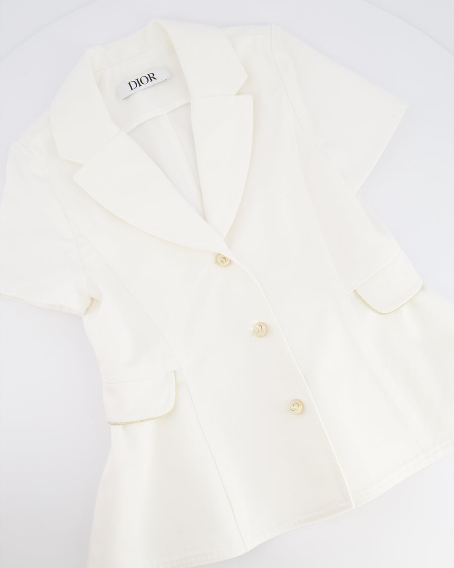 Christian Dior Kids White Bar Jacket with Gold CD Logo Buttons Size 8 years RRP £790