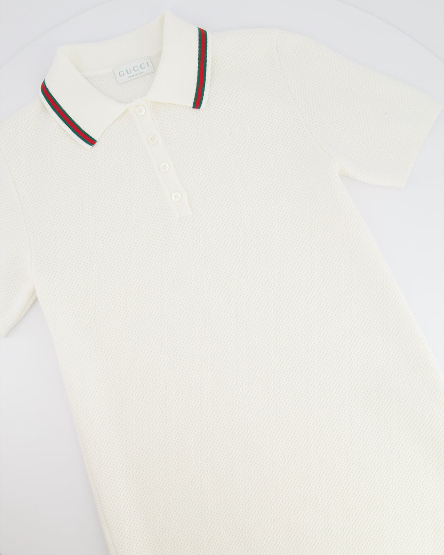 Gucci Kids White Knit Polo Dress with Gucci Logo and Collar Detail Size 10 years RRP £550