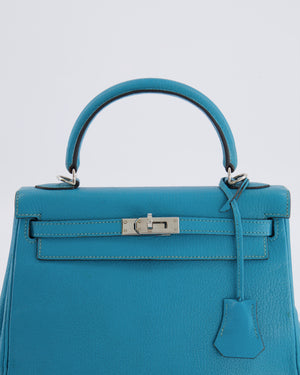 Hermès Kelly 25 Retourne Bag in Bleu Paon Evercolor Leather with Palladium Hardware