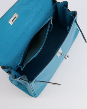 Hermès Kelly 25 Retourne Bag in Bleu Paon Evercolor Leather with Palladium Hardware