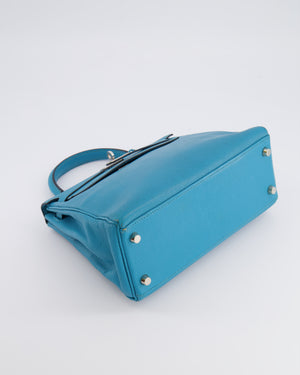 Hermès Kelly 25 Retourne Bag in Bleu Paon Evercolor Leather with Palladium Hardware