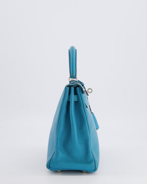 Hermès Kelly 25 Retourne Bag in Bleu Paon Evercolor Leather with Palladium Hardware
