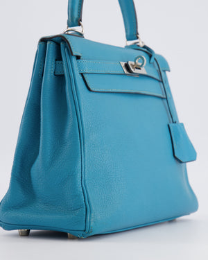 Hermès Kelly 25 Retourne Bag in Bleu Paon Evercolor Leather with Palladium Hardware