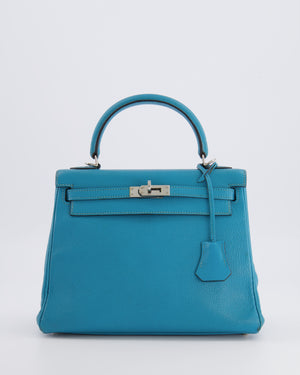 Hermès Kelly 25 Retourne Bag in Bleu Paon Evercolor Leather with Palladium Hardware