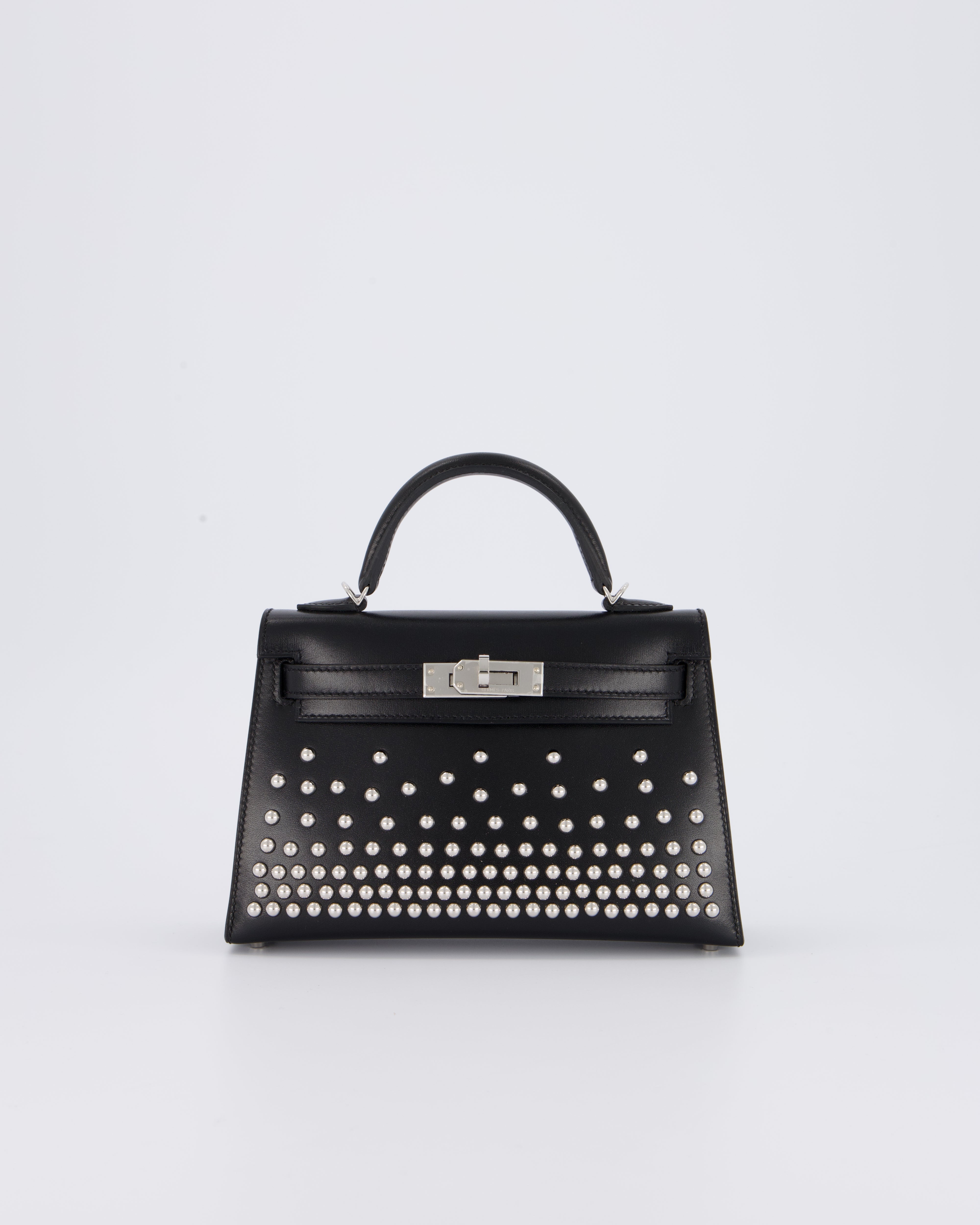 SUPER RARE & HOT* Hermès Mini Kelly II 20 Clouté Bag in Noir Box