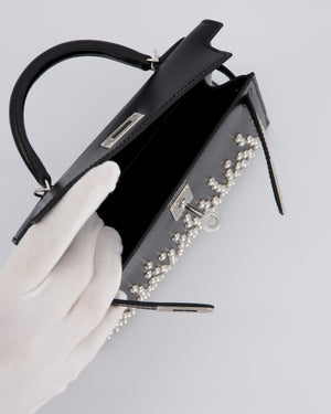 *SUPER RARE & HOT* Hermès Mini Kelly II 20 Clouté Bag in Noir Box Calf Leather with Palladium Hardware &amp; Studs