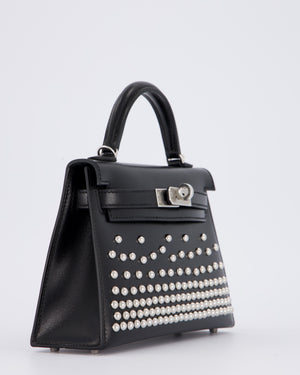*SUPER RARE & HOT* Hermès Mini Kelly II 20 Clouté Bag in Noir Box Calf Leather with Palladium Hardware &amp; Studs