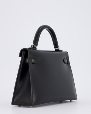 *SUPER RARE & HOT* Hermès Mini Kelly II 20 Clouté Bag in Noir Box Calf Leather with Palladium Hardware &amp; Studs