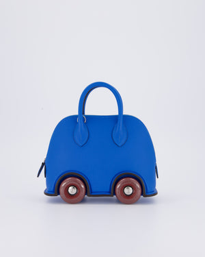 *SUPER RARE & HOT* Hermès Mini Bolide on Wheels Bag in Bleu Hydra Epsom Leather with Rouge H Wheels and Palladium Hardware