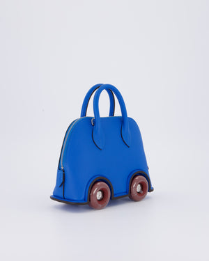 *SUPER RARE & HOT* Hermès Mini Bolide on Wheels Bag in Bleu Hydra Epsom Leather with Rouge H Wheels and Palladium Hardware