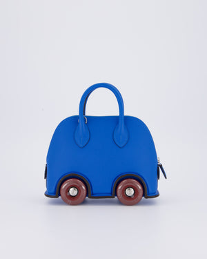 *SUPER RARE & HOT* Hermès Mini Bolide on Wheels Bag in Bleu Hydra Epsom Leather with Rouge H Wheels and Palladium Hardware