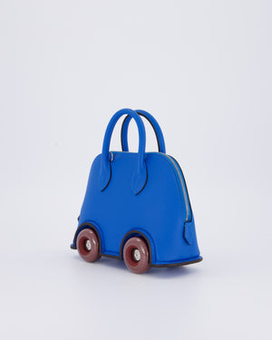 *SUPER RARE & HOT* Hermès Mini Bolide on Wheels Bag in Bleu Hydra Epsom Leather with Rouge H Wheels and Palladium Hardware
