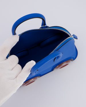 *SUPER RARE & HOT* Hermès Mini Bolide on Wheels Bag in Bleu Hydra Epsom Leather with Rouge H Wheels and Palladium Hardware