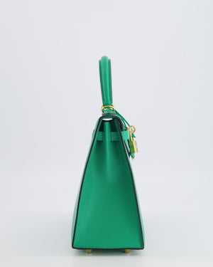 Hermès Kelly 25 Sellier Bag in Menthe Chèvre Chamkila Leather with Gold Hardware