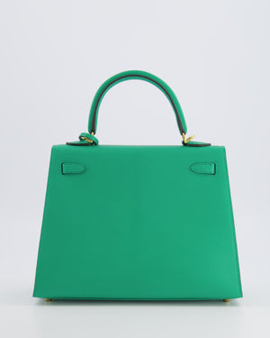 Hermès Kelly 25 Sellier Bag in Menthe Chèvre Chamkila Leather with Gold Hardware