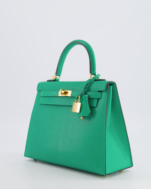 Hermès Kelly 25 Sellier Bag in Menthe Chèvre Chamkila Leather with Gold Hardware