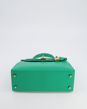 Hermès Kelly 25 Sellier Bag in Menthe Chèvre Chamkila Leather with Gold Hardware