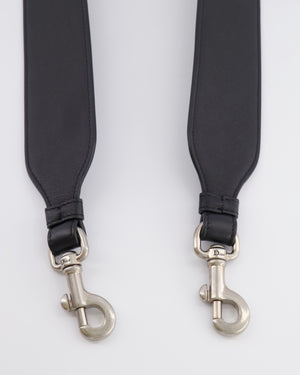Christian Dior Black Leather Shoulder Bag Strap with Silver Hardware