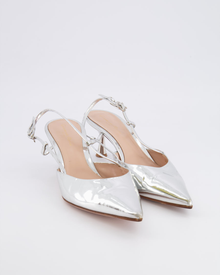 Gianvito Rossi Silver Ascent 55 Slingback Heels Size EU 42 RRP £790