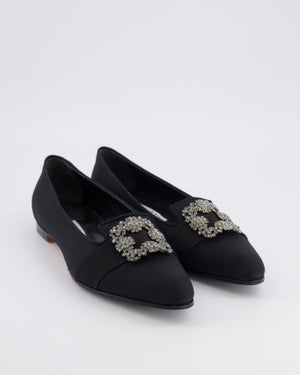 Manolo Blahnik Black Hangisi Embellished Flat Pumps Size EU 42 RRP £1,015
