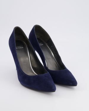 Stuart Weitzman Navy Suede Power 100 Heeled Pumps Size EU 41 RRP £395