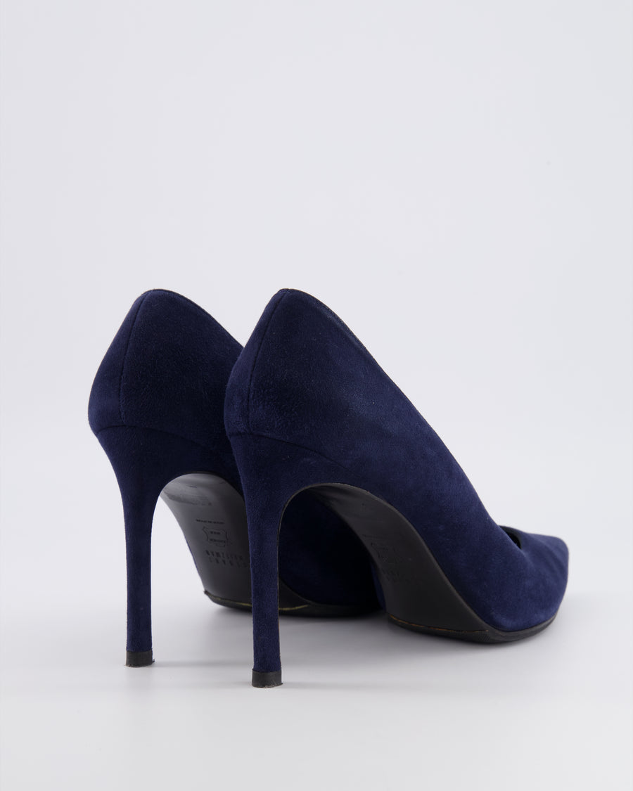 Stuart Weitzman Navy Suede Power 100 Heeled Pumps Size EU 41 RRP £395