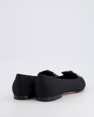 Manolo Blahnik Black Hangisi Embellished Flat Pumps Size EU 42 RRP £1,015