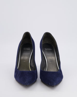 Stuart Weitzman Navy Suede Power 100 Heeled Pumps Size EU 41 RRP £395