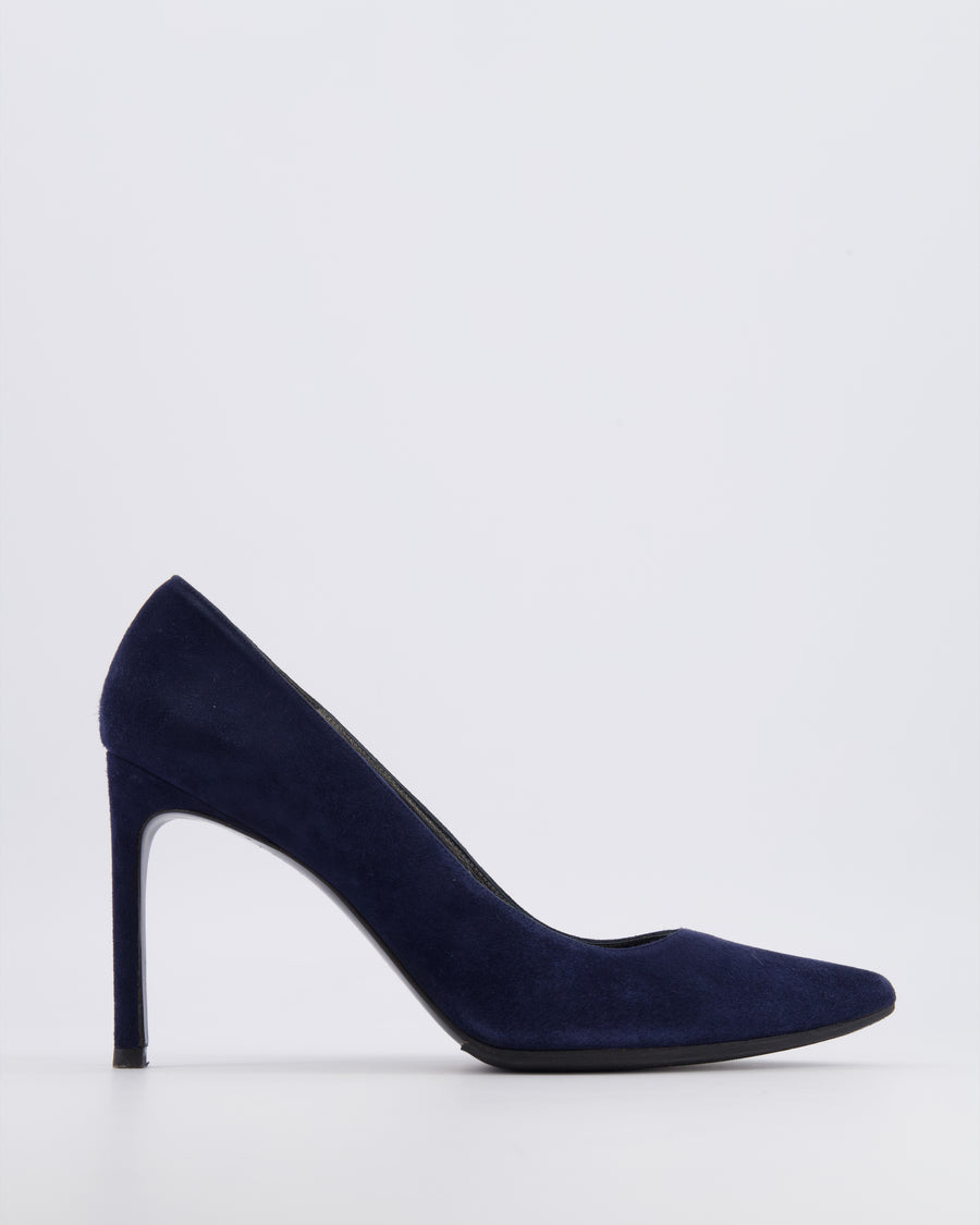 Stuart Weitzman Navy Suede Power 100 Heeled Pumps Size EU 41 RRP £395