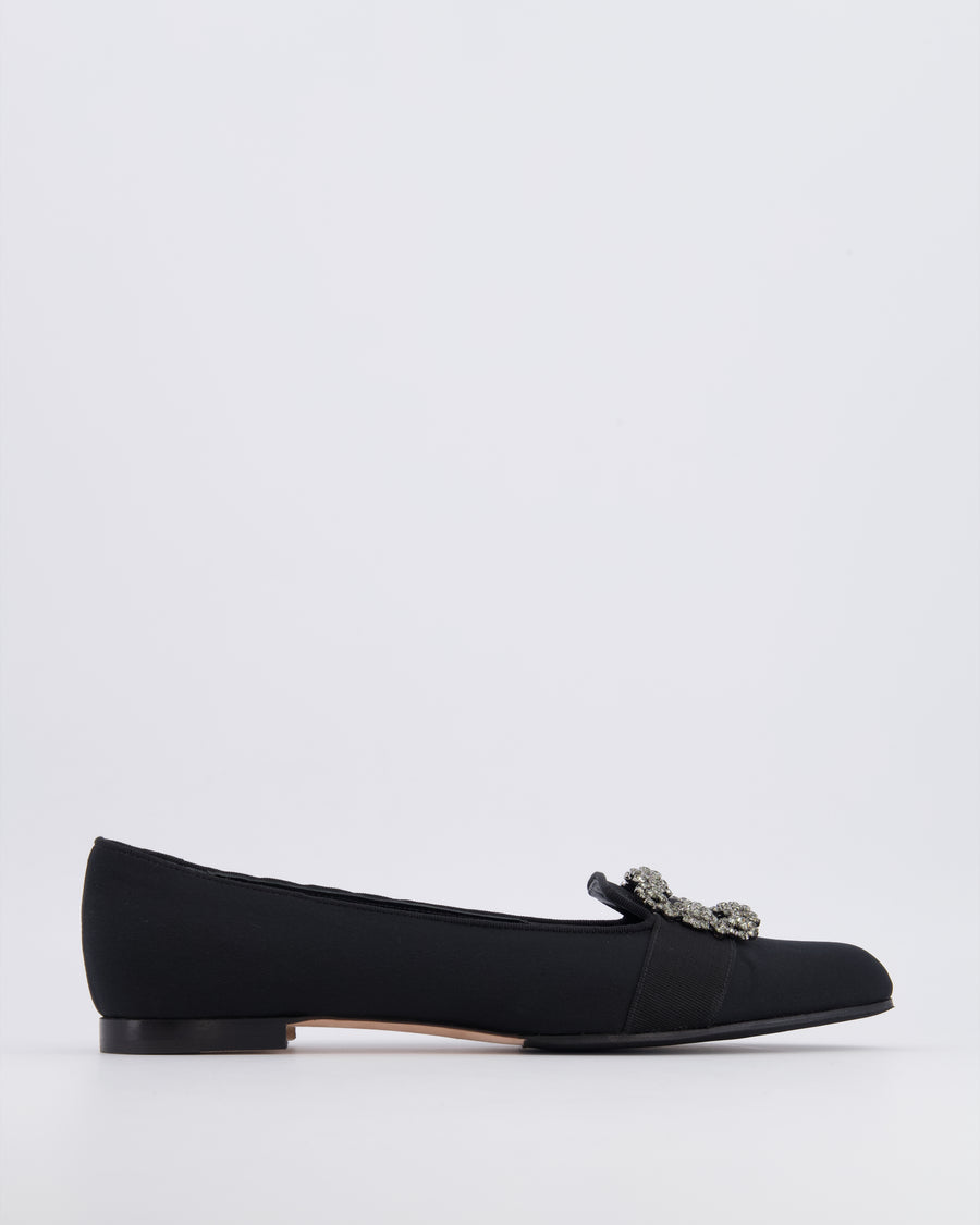 Manolo Blahnik Black Hangisi Embellished Flat Pumps Size EU 42 RRP £1,015