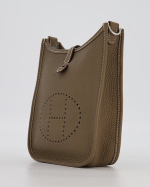 Hermès Mini Evelyne Bag in Etoupe Clemence Leather with Palladium Hardware