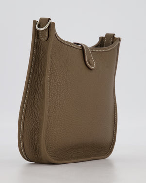 Hermès Mini Evelyne Bag in Etoupe Clemence Leather with Palladium Hardware
