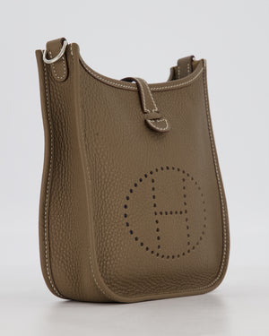 Hermès Mini Evelyne Bag in Etoupe Clemence Leather with Palladium Hardware