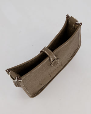 Hermès Mini Evelyne Bag in Etoupe Clemence Leather with Palladium Hardware