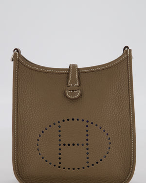 Hermès Mini Evelyne Bag in Etoupe Clemence Leather with Palladium Hardware