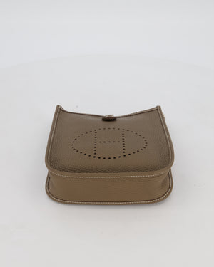 Hermès Mini Evelyne Bag in Etoupe Clemence Leather with Palladium Hardware