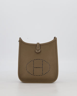 Hermès Mini Evelyne Bag in Etoupe Clemence Leather with Palladium Hardware