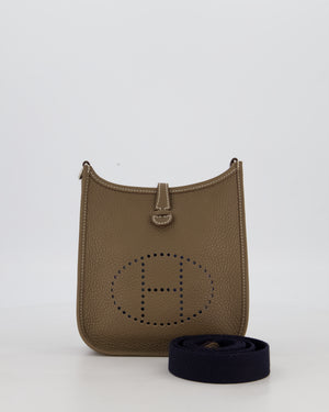 Hermès Mini Evelyne Bag in Etoupe Clemence Leather with Palladium Hardware