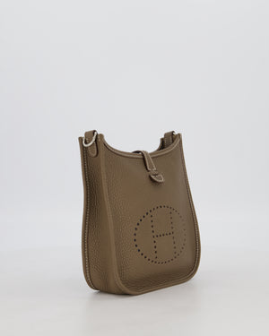 Hermès Mini Evelyne Bag in Etoupe Clemence Leather with Palladium Hardware