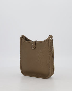 Hermès Mini Evelyne Bag in Etoupe Clemence Leather with Palladium Hardware