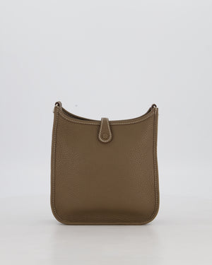 Hermès Mini Evelyne Bag in Etoupe Clemence Leather with Palladium Hardware
