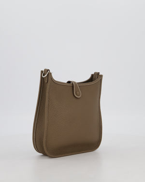 Hermès Mini Evelyne Bag in Etoupe Clemence Leather with Palladium Hardware