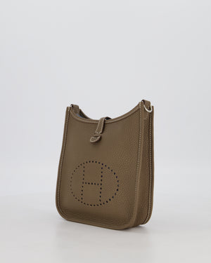 Hermès Mini Evelyne Bag in Etoupe Clemence Leather with Palladium Hardware